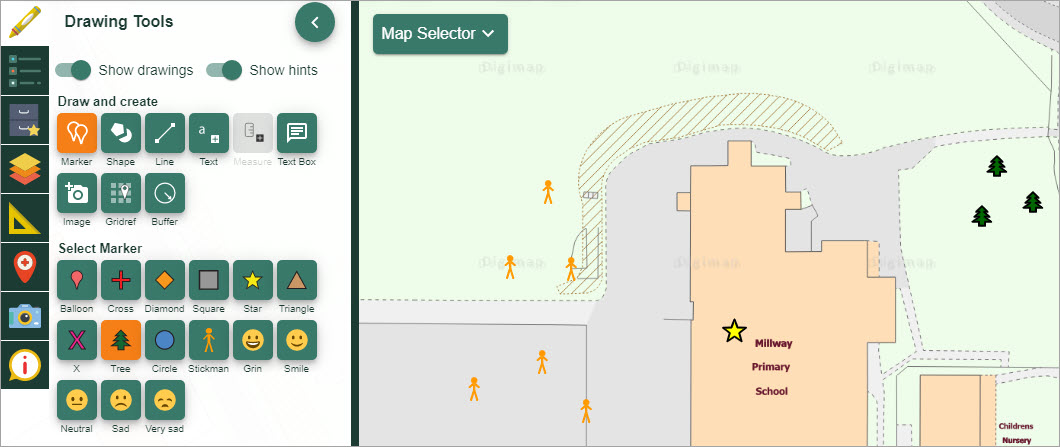 Image of Place text box tool, highlighted
